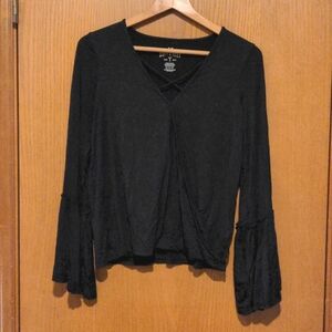 Black Flare Sleeve Top